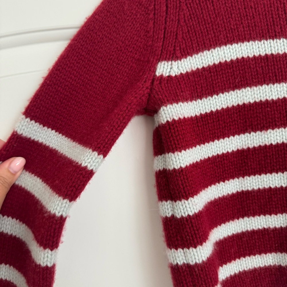 La Ligne BURGUNDY/LIGHT BLUE Cashmere Blend Mini Marin Sweater - Picture 10 of 14